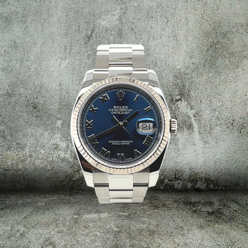 ROLEX DATEJUST BLUE ROMAN 36 LIKE NEW FULL SET 116234