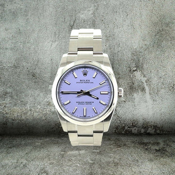 ROLEX OYSTER PERPETUAL LAVANDA 34mm NEW FULL SET