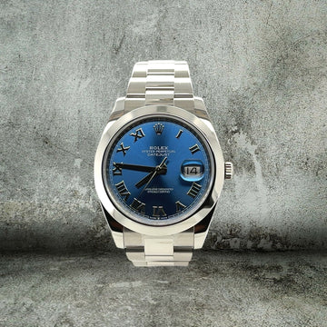 ROLEX DATEJUST 41 BLUE AZZURRO ROMAN LIKE NEW 126300