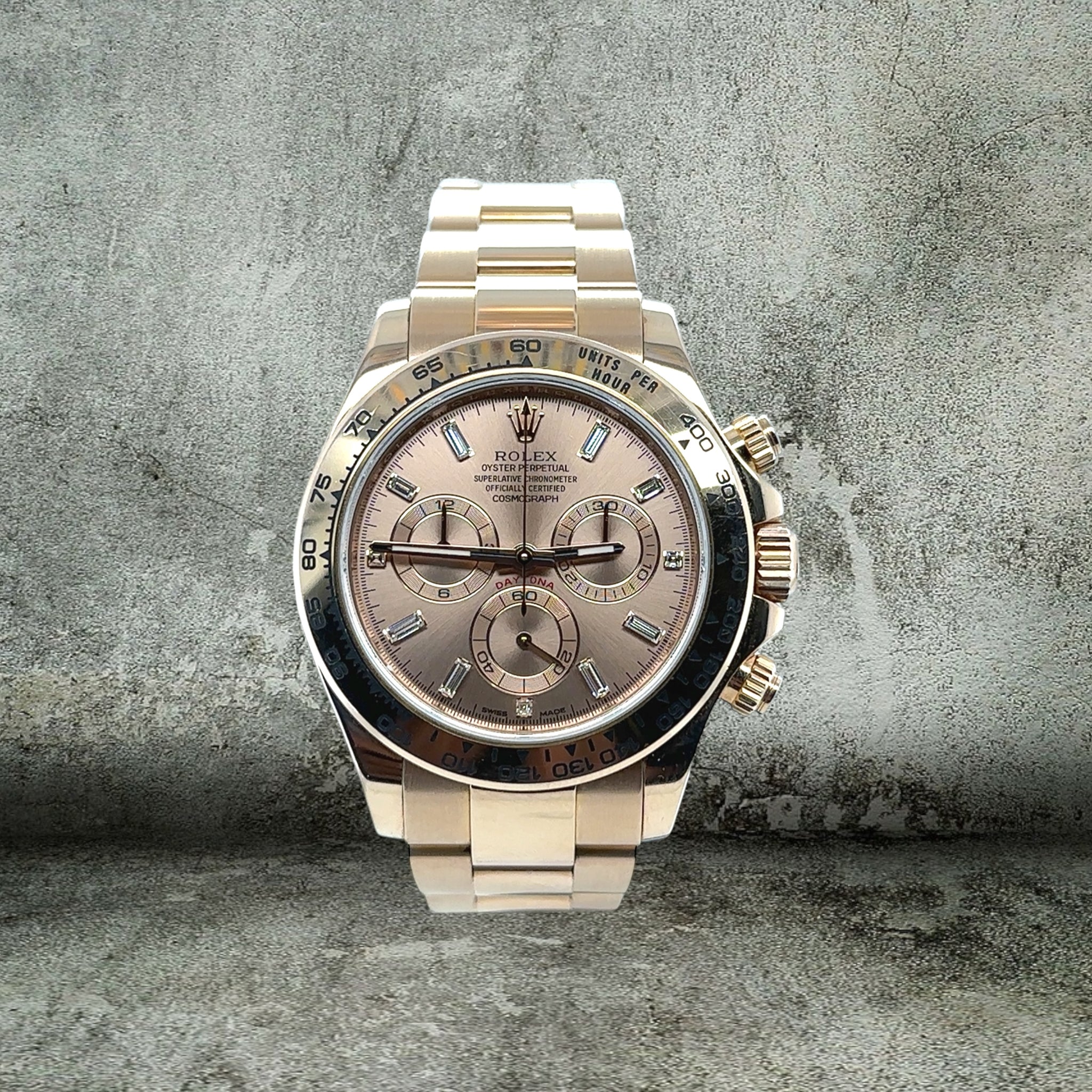 ROLEX DAYTONA BAGUETTE ROSEGOLD 116505 FULL SET