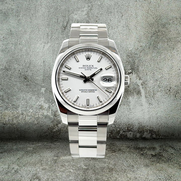 ROLEX DATE 34mm WHITE DIAL 115200